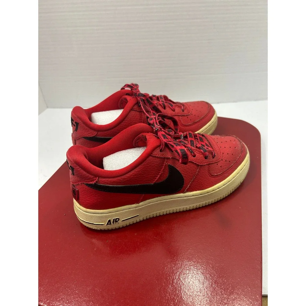 Nike Tumbled Leather Air Force 1 Low 4.5Y Red NBA Pack Streetwear Sporty Retro